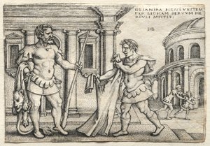 Prace Herkulesa: Herkules otrzymuje szatę przesiąkniętą krwią Nessus, 1542. autorstwa Hans Sebald Beham