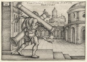 Dzieła Herkulesa: Herkules i kolumny Gades autorstwa Hans Sebald Beham