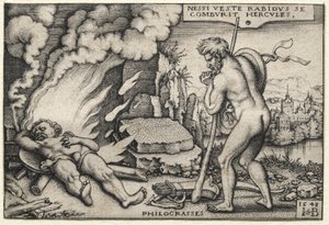 Prace Herkulesa: Herkules na swoim stosie autorstwa Hans Sebald Beham