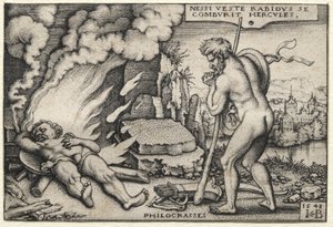 Herkules na stosie, 1548. autorstwa Hans Sebald Beham