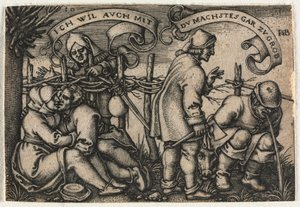 Wesele chłopskie czyli dwanaście miesięcy: nr 10, 1546. autorstwa Hans Sebald Beham