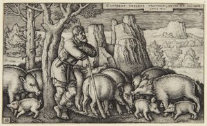 Syn marnotrawny III: syn wśród świń autorstwa Hans Sebald Beham