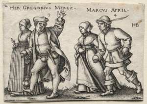 Wiejskie wesele: Jej Gregorius Mercz / Marcus April autorstwa Hans Sebald Beham