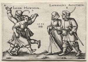 Wesele na wsi: Jacob Hewmon / Lawrencius Augstmon autorstwa Hans Sebald Beham