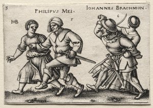 Wesele na wsi: Philipus Mei / Johannes Brachmon autorstwa Hans Sebald Beham