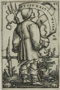 Wieśniak „Jest zimno” autorstwa Hans Sebald Beham