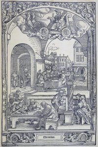 Planeta Merkury i artyści, uczeni i technicy, c1535 (grafika) autorstwa Hans Sebald Beham
