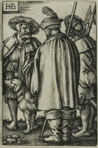 Trzech żołnierzy i pies autorstwa Hans Sebald Beham