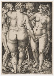 Trzy kobiety i Martwe, c. 1546-50 autorstwa Hans Sebald Beham