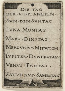 Strona tytułowa z książki Siedem planet z zodiakami autorstwa Hans Sebald Beham