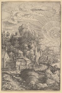 Krajobraz z zamkiem na skale, 1553. autorstwa Hans Sebald Lautensack