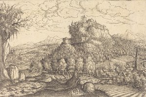 Pejzaż z zamkiem w centrum, 1553.
