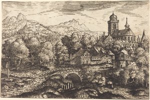 Pejzaż górski ze wsią, 1553. autorstwa Hans Sebald Lautensack
