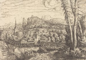 Widok miasta nad rzeką, 1553. autorstwa Hans Sebald Lautensack
