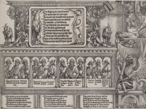 Część górna portalu lewego, z napisem na skórze lwa, fryz z B..., 1515.