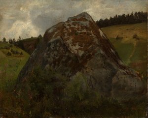Głaz w dolinie porośniętej łąkami autorstwa Hans Thoma