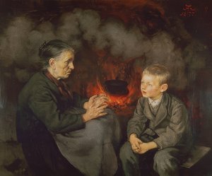 Babcia opowiada bajki autorstwa Hans Thoma