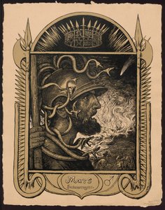 "Mars Jahrersregent". Mars jako władca roku. Projekty do "Wiecznego kalendarza w obrazach", cz. II (Immerwährender Bilderkalender) autorstwa Hans Thoma