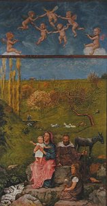 Odpoczynek podczas lotu do Egiptu, ilustracja z „Festkalender” wydanego w Lipsku ok. 1910 (kolor lito) autorstwa Hans Thoma
