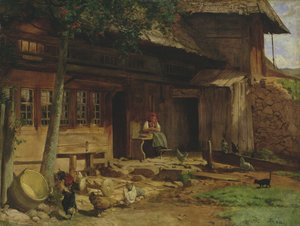 Dom Rodzicielski w Bernau, 1866 (olej na płótnie ułożony na kartonie) autorstwa Hans Thoma