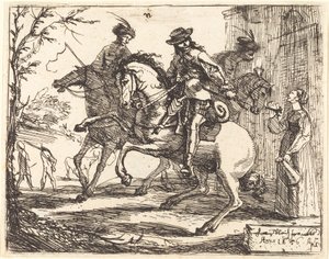Trzech jeźdźców przed karczmą autorstwa Hans Ulrich Franck
