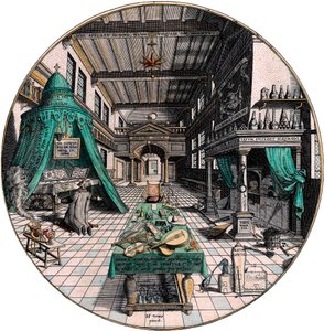 Laboratorium alchemika, 1595.