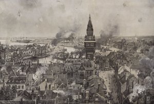 Bombardowanie Dunkierki (lito) autorstwa Hans W. (after) Schmidt
