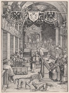 Maksymilian I Msza słyszenia, ok. godz. 1515. autorstwa Hans Weiditz