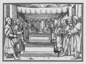 Dawid powołuje zespół śpiewaków i muzyki na chwałę Pana, 1 Kronik XVI, 4 autorstwa Hans after Holbein the Younger
