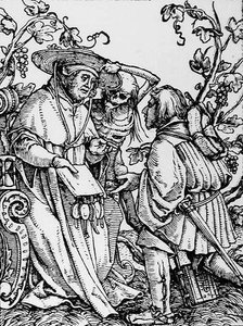 Śmierć i kardynał, z Tańca śmierci, rycina Hansa Lutzelburgera, ok. 1538 r. autorstwa Hans after Holbein the Younger