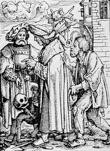 Śmierć i radny, z Tańca śmierci, ryciny przez Hansa Lutzelburgera, ok.1538 autorstwa Hans after Holbein the Younger