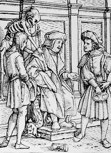 Śmierć i Sędzia, z Tańca Śmierci, rycina Hansa Lutzelburgera, ok. 1538 r. autorstwa Hans after Holbein the Younger