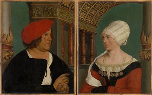Podwójny portret burmistrza Bazylei Jacoba Meyera zum Hasena i jego żony Dorothei Kannengiesser, 1516 (tempera na drewnie lipowym)