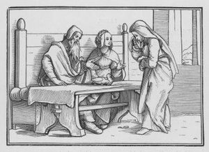 Hannah w żalu modli się o dziecko, 1 Samuela I, 10 autorstwa Hans after Holbein the Younger