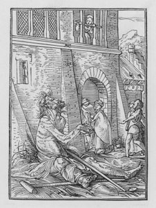 Taniec śmierci Holbeina: Żebrak autorstwa Hans after Holbein the Younger