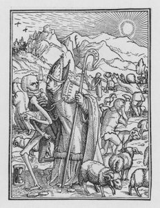 Taniec śmierci Holbeina: biskup autorstwa Hans after Holbein the Younger