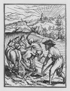 Taniec śmierci Holbeina: rolnik autorstwa Hans after Holbein the Younger