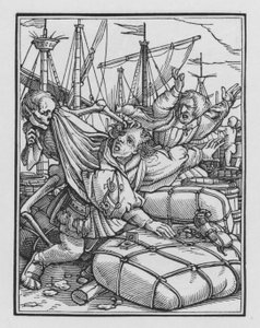 Taniec śmierci Holbeina: Kupiec autorstwa Hans after Holbein the Younger