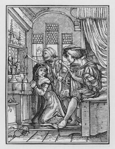 Taniec śmierci Holbeina: zakonnica autorstwa Hans after Holbein the Younger