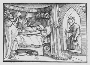 Jeroboam posyła swoją żonę w przebraniu, aby zapytać proroka Achijasza, 1 Królowie XIV, 12 autorstwa Hans after Holbein the Younger