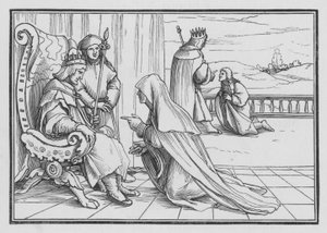 Sztuczka Joabsa, aby sprowadzić do domu Absaloma, 2 Samuela XIV, 4 autorstwa Hans after Holbein the Younger