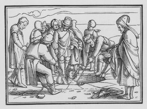 Józef wrzucony do dołu, Księga Rodzaju XXXVII, 28 autorstwa Hans after Holbein the Younger