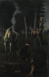 Trzej jeźdźcy II: św. Hubert autorstwa Hans von Marées