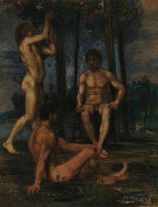 Trzech młodzieńców pod drzewami pomarańczowymi autorstwa Hans von Marées