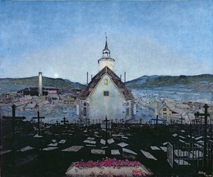 Noc (kolorowa kredka na papierze)