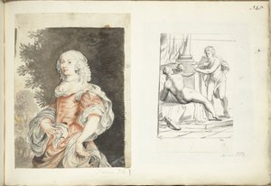 Portret kobiety i Wenus, Amora i Marsa autorstwa Harmen ter Borch (possibly)