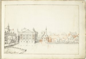 Widok budynków na Hofvijver, Haga autorstwa Harmen ter Borch (signed by artist)