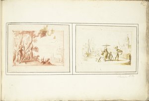 Pasterz ze swoim bydłem i sceną uliczną autorstwa Harmen ter Borch (signed by artist)