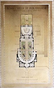 Plan parteru Villa di Papa Giulio w Rzymie autorstwa Harold Chalton Bradshaw