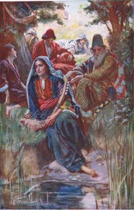 Nad rzekami Babilonu, ilustracja z serii „Obrazki, które uczą korony”, 1920 autorstwa Harold Copping